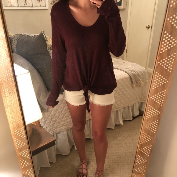 Anthropologie Tops - Anthropologie maroon knit top with knot